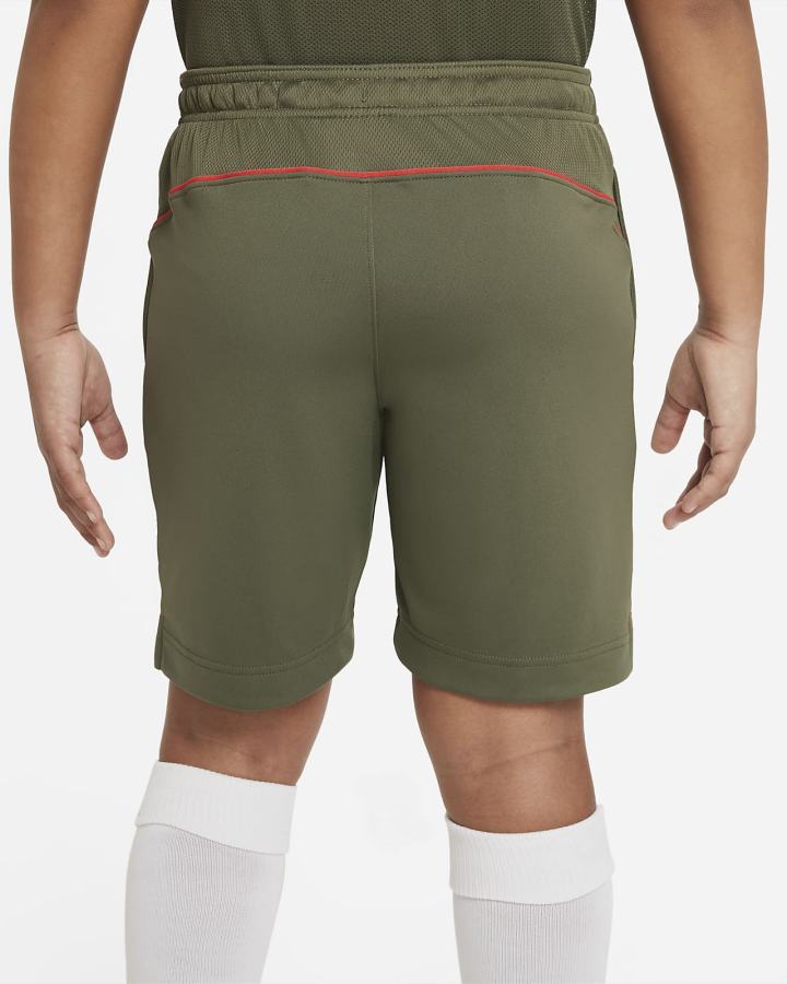 Pantalones Cortos Nike Dri-FIT F.C. Libero Kids Soccer Niño Verde Oliva Rojas Blancas | DKVFB-9082