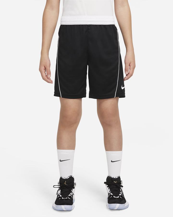 Pantalones Cortos Nike Dri-FIT Kids Basketball Niño Negras Blancas | MSDBC-7164