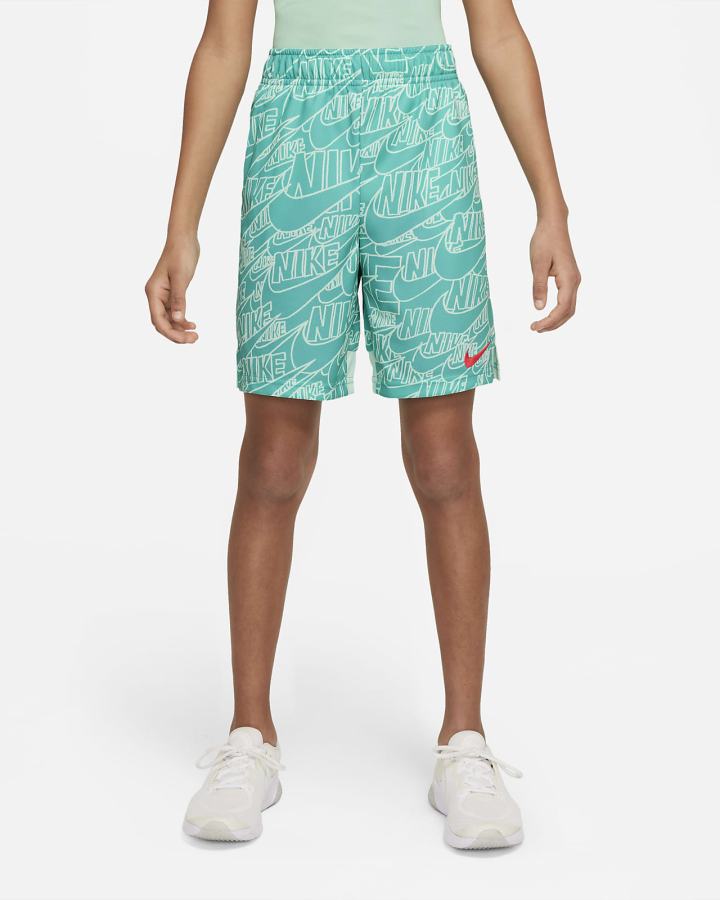 Pantalones Cortos Nike Dri-FIT Kids Printed Training Niño Verde Menta Rojas | SBVCU-7843