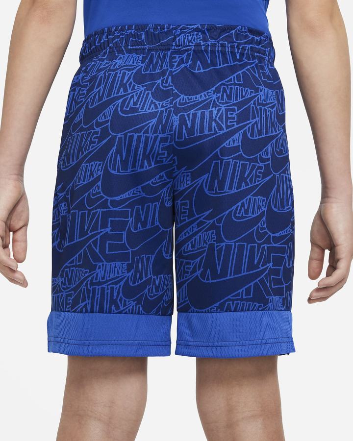 Pantalones Cortos Nike Dri-FIT Kids Printed Training Niño Azul Real Blancas | UOMJY-9657