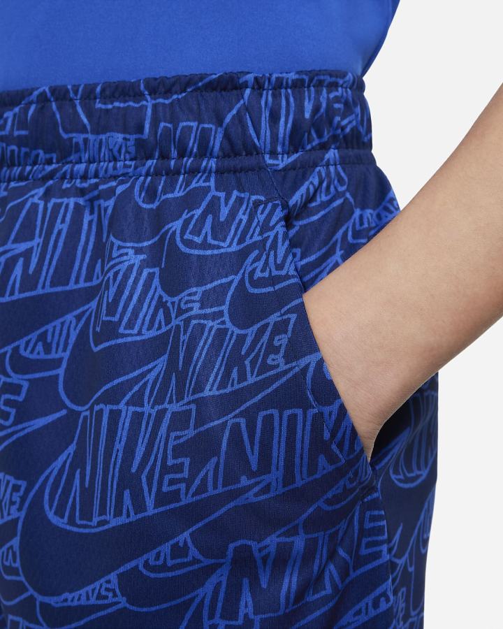 Pantalones Cortos Nike Dri-FIT Kids Printed Training Niño Azul Real Blancas | UOMJY-9657