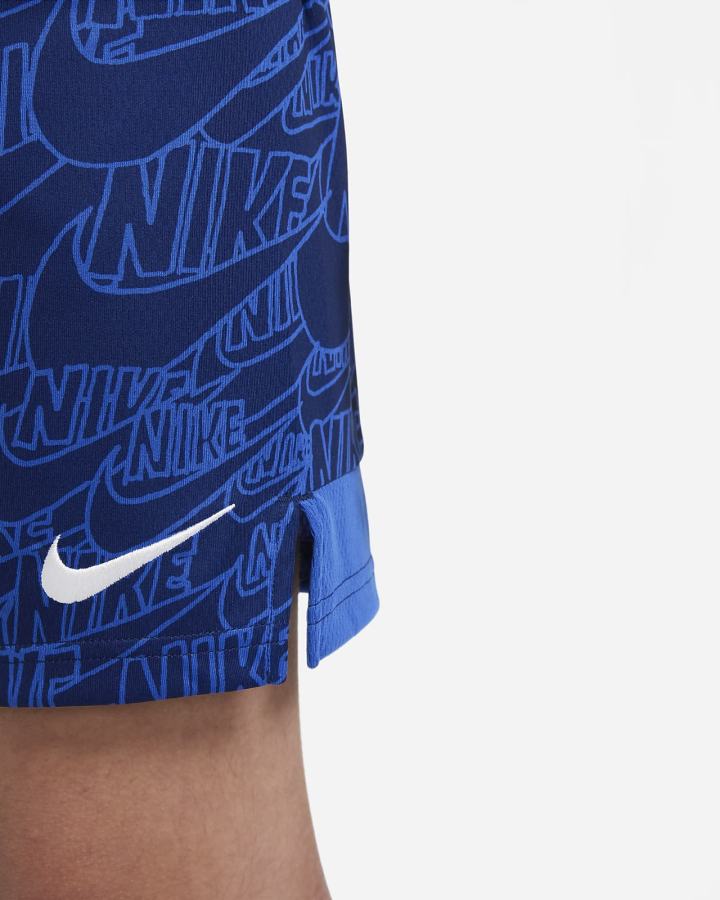 Pantalones Cortos Nike Dri-FIT Kids Printed Training Niño Azul Real Blancas | UOMJY-9657