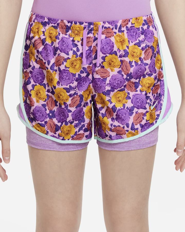 Pantalones Cortos Nike Dri-FIT Tempo Kids 2-in-1 Training (Extended Size) Niña Verde Menta Moradas | ISCOV-4189