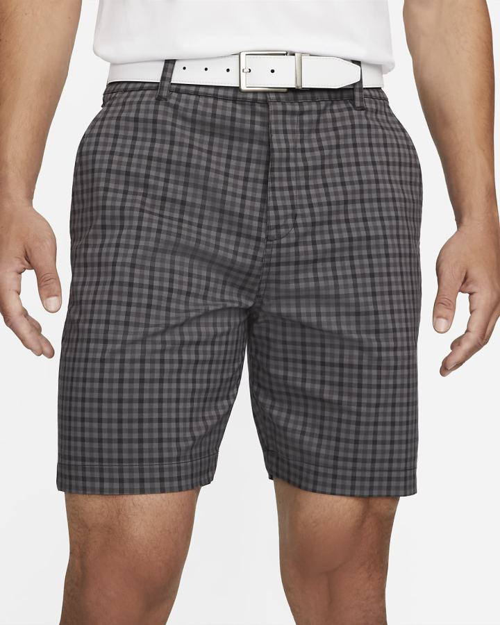 Pantalones Cortos Nike Dri-FIT UV Chino Plaid Golf Hombre Negras Gris Oscuro | UWXQB-4038