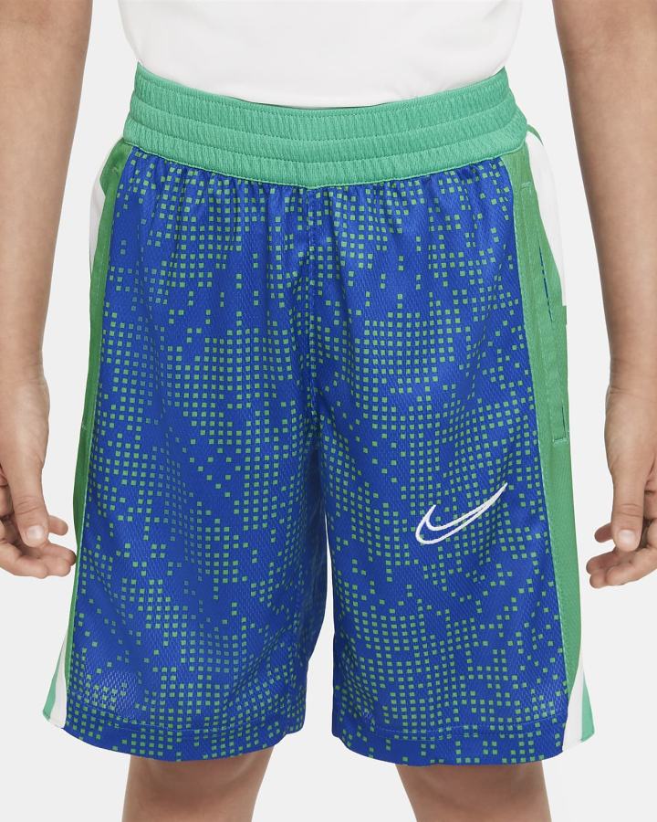 Pantalones Cortos Nike Elite Kids Printed Basketball Niño Azul Real Verde Blancas | JFXKL-5417