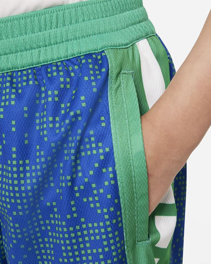 Pantalones Cortos Nike Elite Kids Printed Basketball Niño Azul Real Verde Blancas | JFXKL-5417