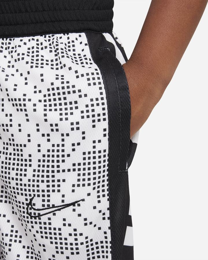 Pantalones Cortos Nike Elite Kids Printed Basketball Niño Blancas Negras | NGBFY-7295
