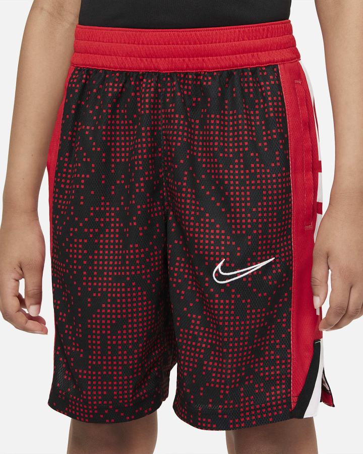 Pantalones Cortos Nike Elite Kids Printed Basketball Niño Negras Rojas Blancas | RHCAE-8357
