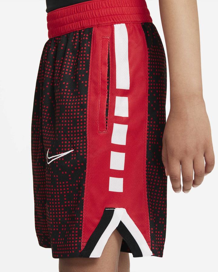 Pantalones Cortos Nike Elite Kids Printed Basketball Niño Negras Rojas Blancas | RHCAE-8357