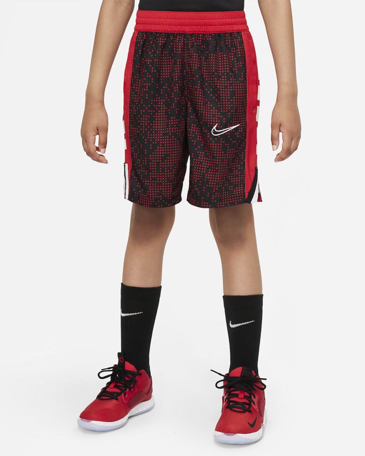 Pantalones Cortos Nike Elite Kids Printed Basketball Niño Negras Rojas Blancas | RHCAE-8357