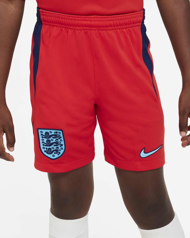 Pantalones Cortos Nike England 2022/23 Stadium Away Kids Dri-FIT Soccer Niño Rojas Azules | HTEGN-6138