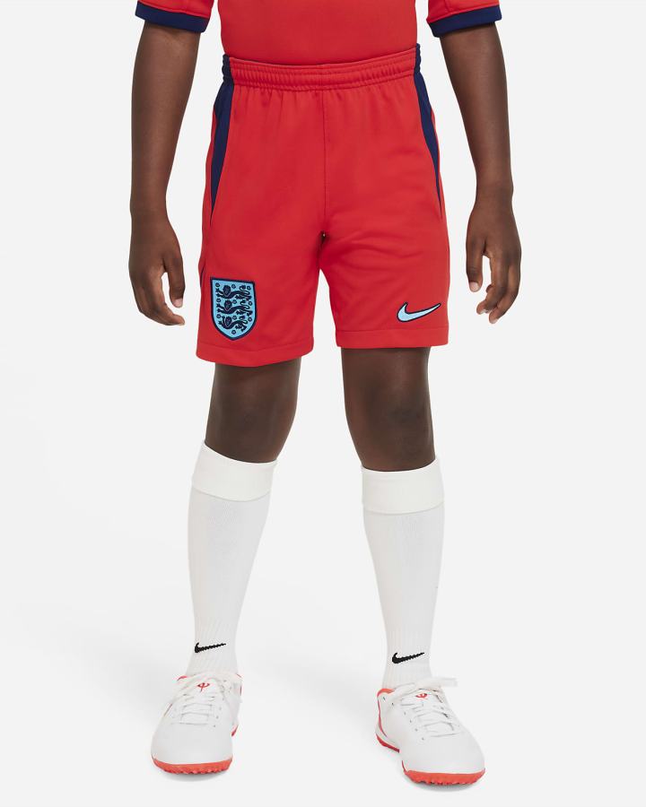 Pantalones Cortos Nike England 2022/23 Stadium Away Kids Dri-FIT Soccer Niño Rojas Azules | HTEGN-6138