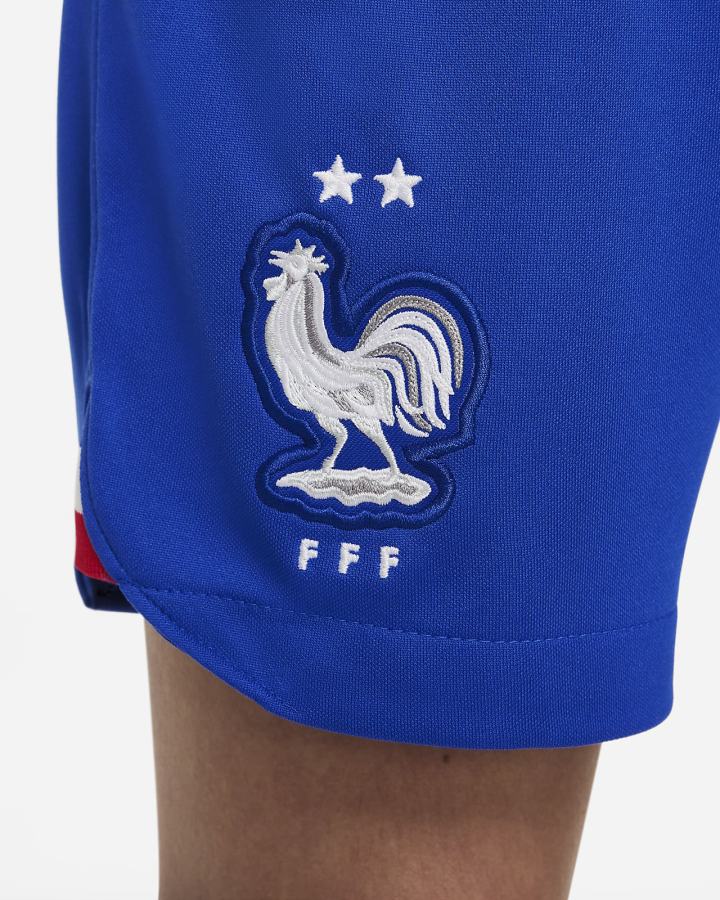 Pantalones Cortos Nike FFF 2022/23 Stadium Away Kids Dri-FIT Soccer Niño Azul Real Blancas | MGWAI-4720