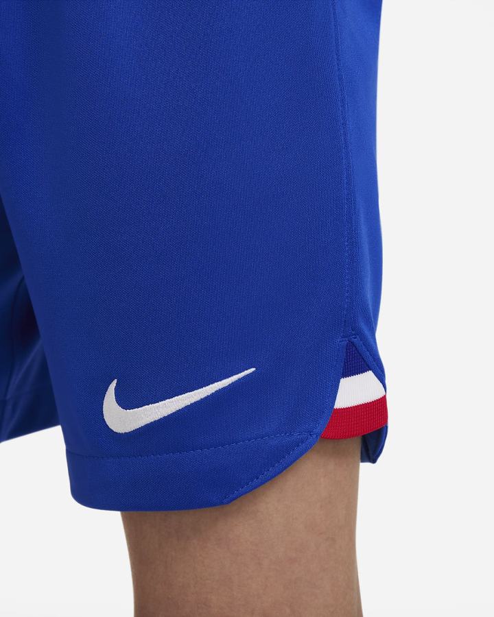 Pantalones Cortos Nike FFF 2022/23 Stadium Away Kids Dri-FIT Soccer Niño Azul Real Blancas | MGWAI-4720