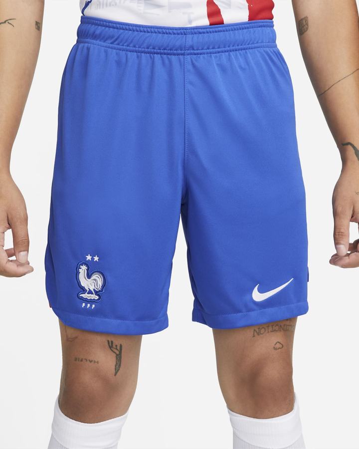 Pantalones Cortos Nike FFF 2022/23 Stadium Away Dri-FIT Soccer Hombre Azul Real Blancas | NQSXW-0263