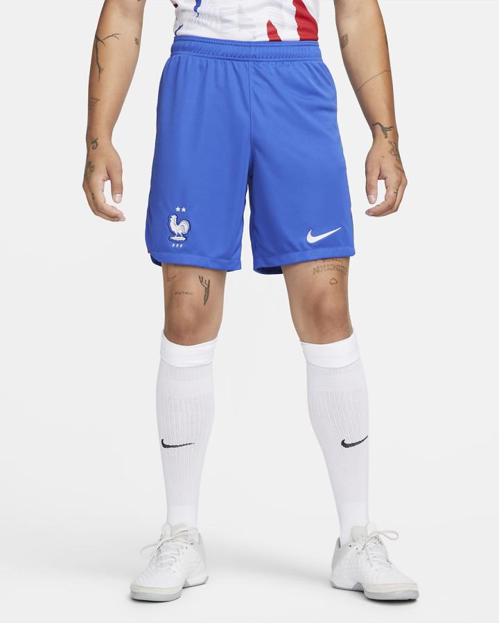 Pantalones Cortos Nike FFF 2022/23 Stadium Away Dri-FIT Soccer Hombre Azul Real Blancas | NQSXW-0263