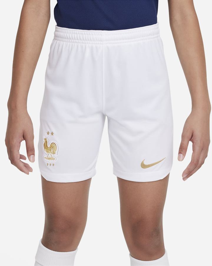 Pantalones Cortos Nike FFF 2022/23 Stadium Home Kids Dri-FIT Soccer Niño Blancas Metal Doradas | OSNBG-2971