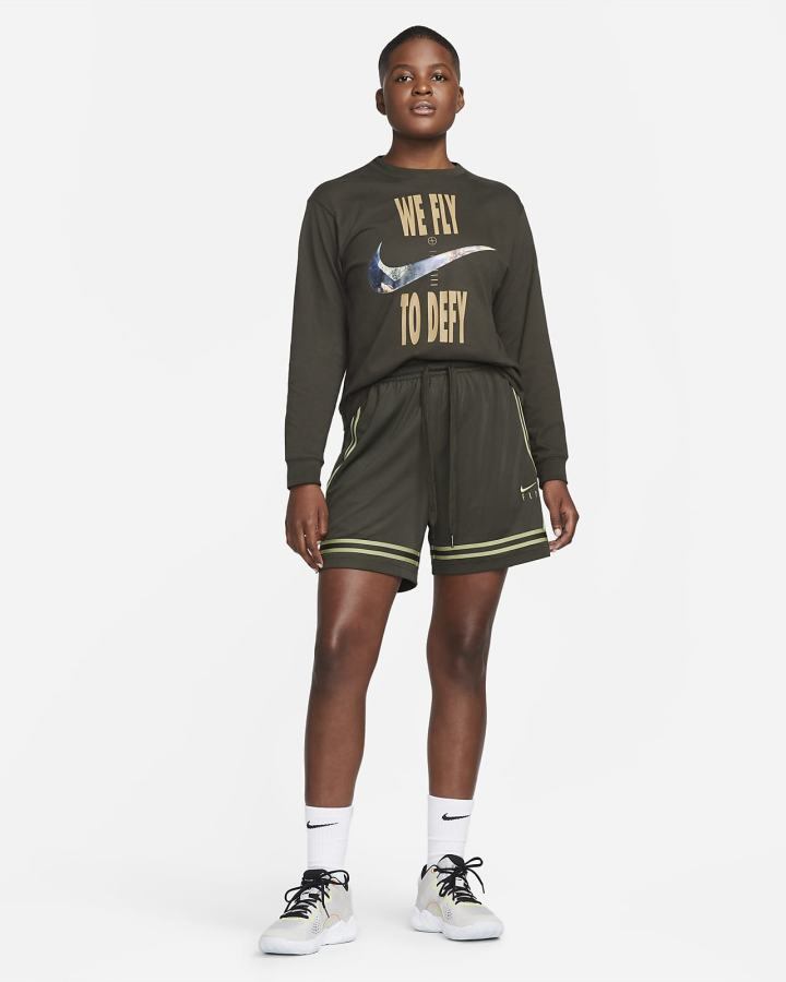 Pantalones Cortos Nike Fly Crossover Basketball Mujer Verde | NCRYI-3647