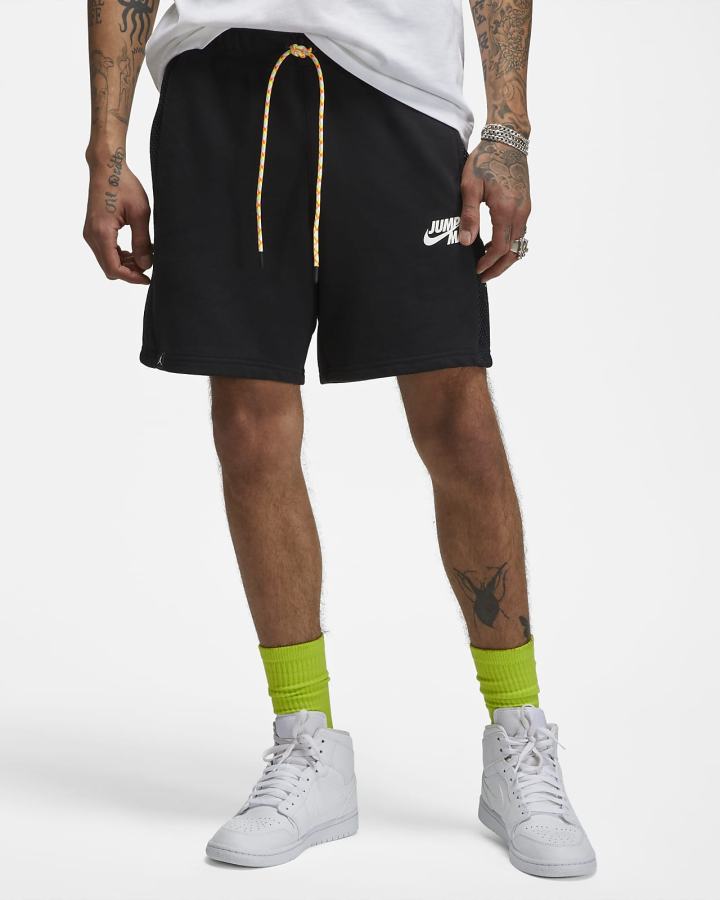 Pantalones Cortos Nike Jordan Jumpman Fleece Hombre Negras Blancas | BGYMV-2450