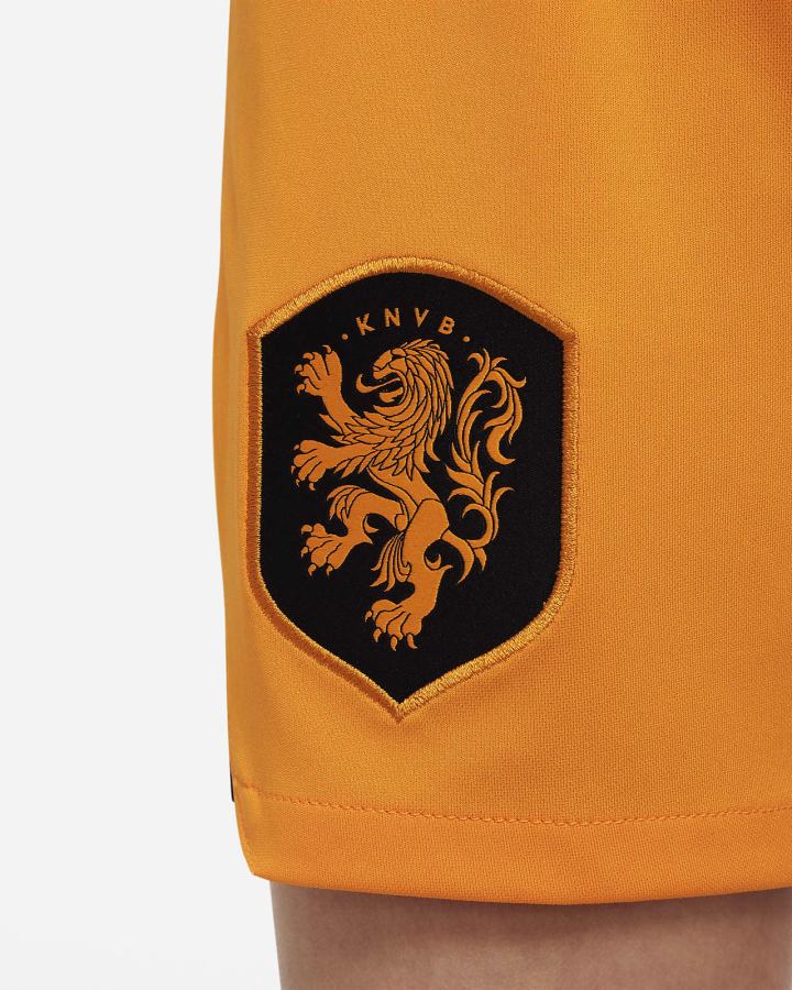 Pantalones Cortos Nike Netherlands 2022/23 Stadium Home Kids Dri-FIT Soccer Niño Naranjas Negras | TXNPI-7613