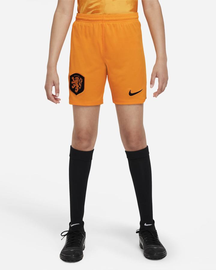 Pantalones Cortos Nike Netherlands 2022/23 Stadium Home Kids Dri-FIT Soccer Niño Naranjas Negras | TXNPI-7613