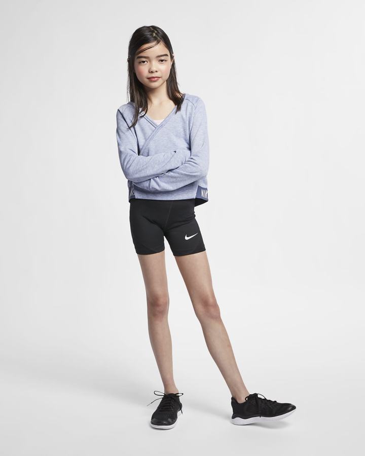 Pantalones Cortos Nike Pro Kids Niña Negras Blancas | NAMVQ-7062