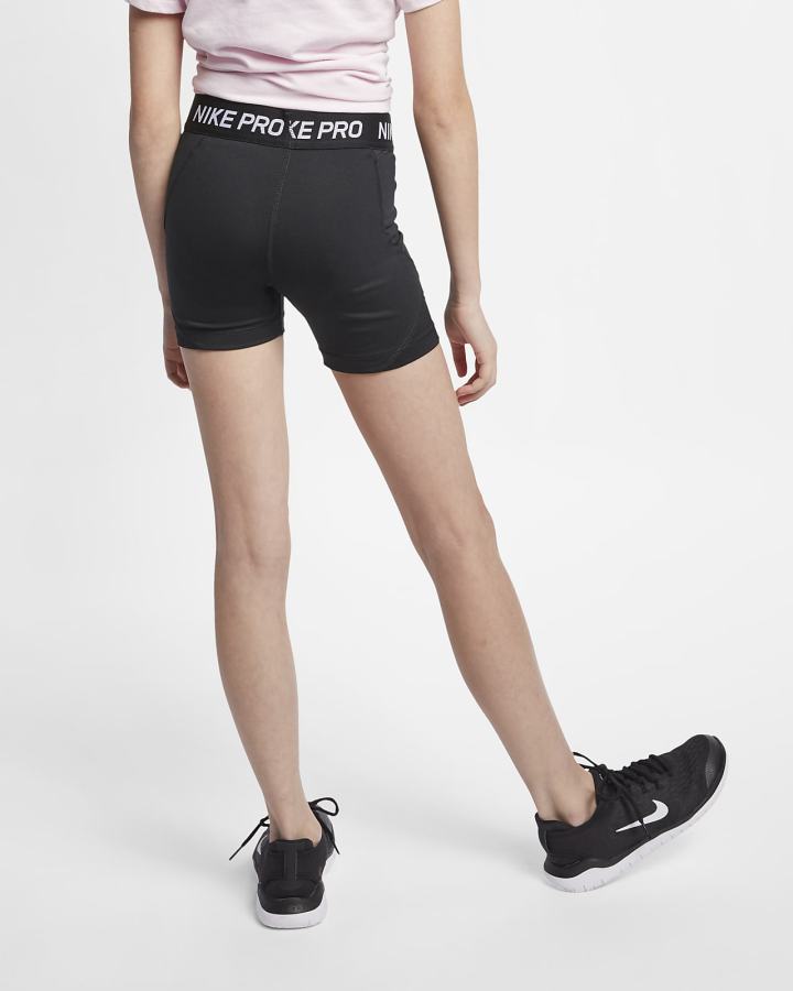 Pantalones Cortos Nike Pro Kids Niña Negras Blancas | NAMVQ-7062