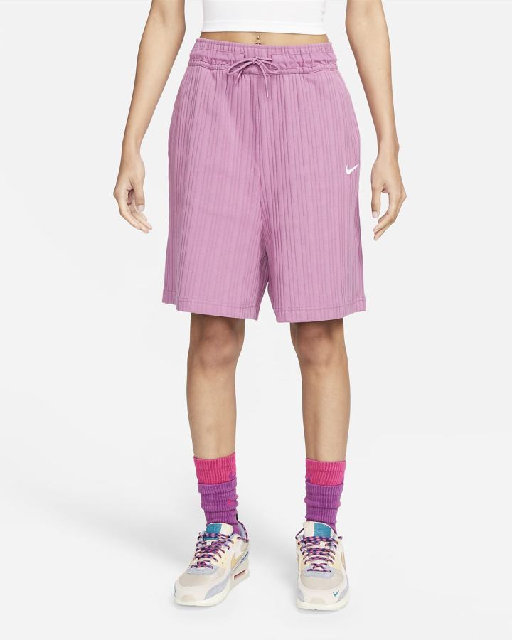 Pantalones Cortos Nike Sportswear Acanalado Baller Mujer Burdeos Claro Blancas | CMDVA-8473