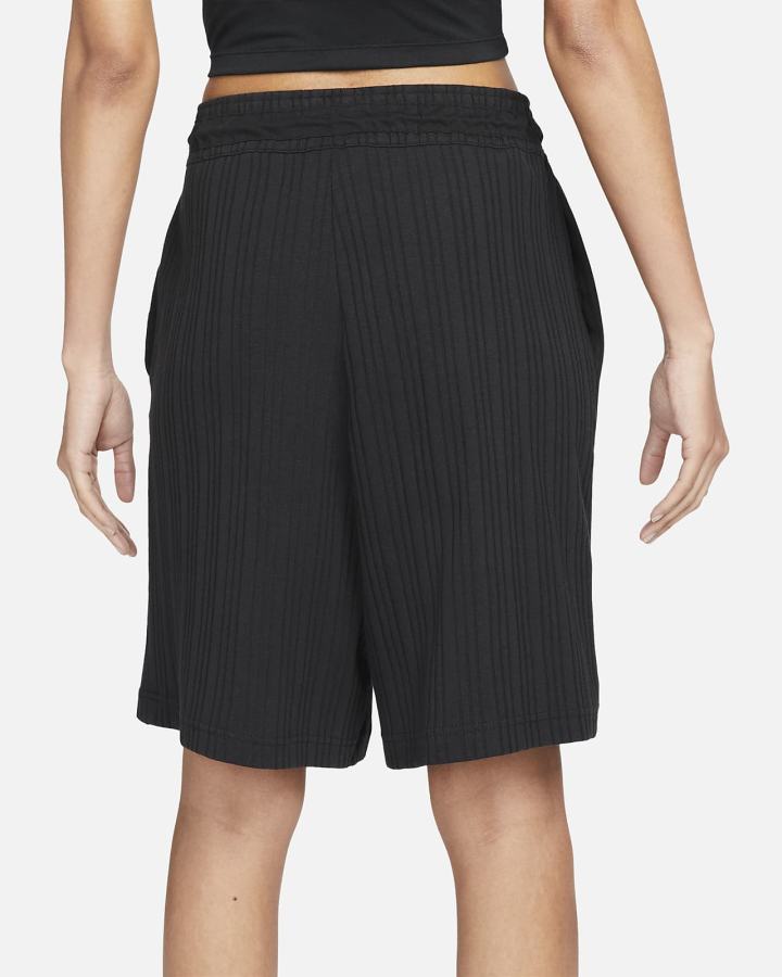 Pantalones Cortos Nike Sportswear Acanalado Baller Mujer Negras Blancas | TDPMX-6491