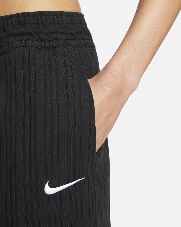 Pantalones Cortos Nike Sportswear Acanalado Baller Mujer Negras Blancas | TDPMX-6491