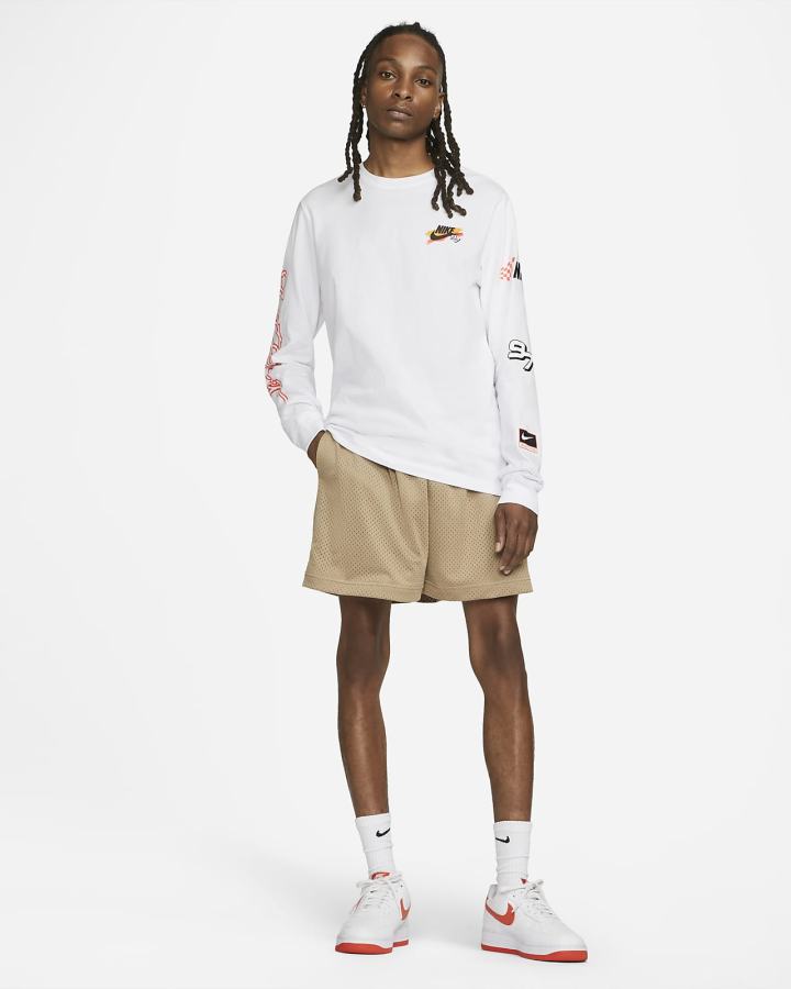 Pantalones Cortos Nike Sportswear Authentics Mesh Hombre Kaki Blancas | PZIOX-9350