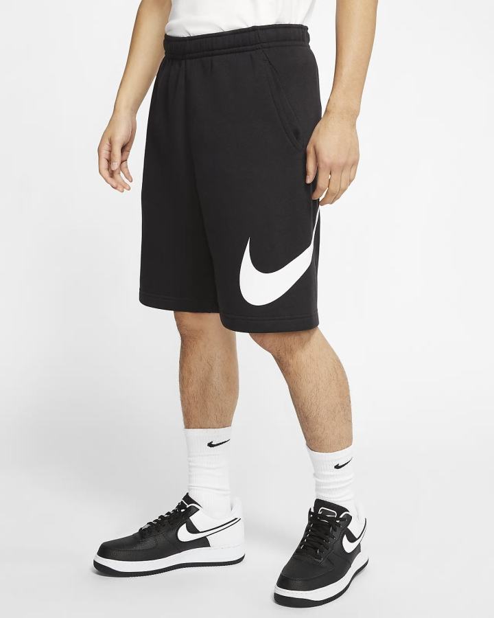 Pantalones Cortos Nike Sportswear Club Estampadas Hombre Negras Blancas | HSNIO-5274