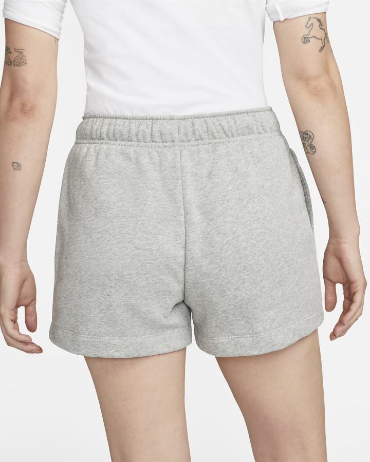 Pantalones Cortos Nike Sportswear Club Fleece Mid-Rise Mujer Gris Oscuro Blancas | BGHWD-3450