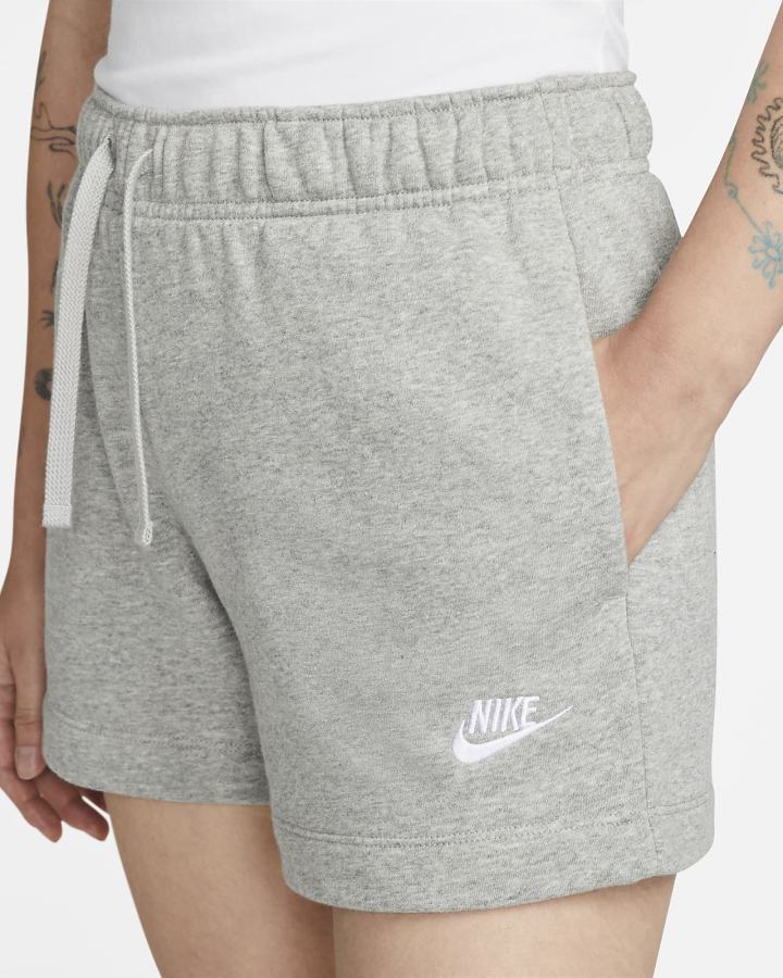 Pantalones Cortos Nike Sportswear Club Fleece Mid-Rise Mujer Gris Oscuro Blancas | BGHWD-3450