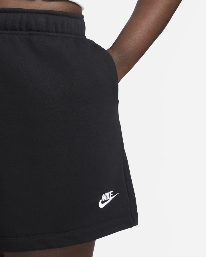 Pantalones Cortos Nike Sportswear Club Fleece Mid-Rise Mujer Negras Blancas | DOQPJ-4128