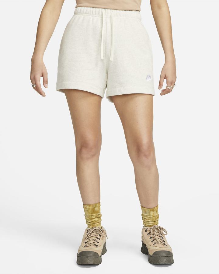 Pantalones Cortos Nike Sportswear Club Fleece Mid-Rise Mujer Beige Blancas | FTWPA-6943