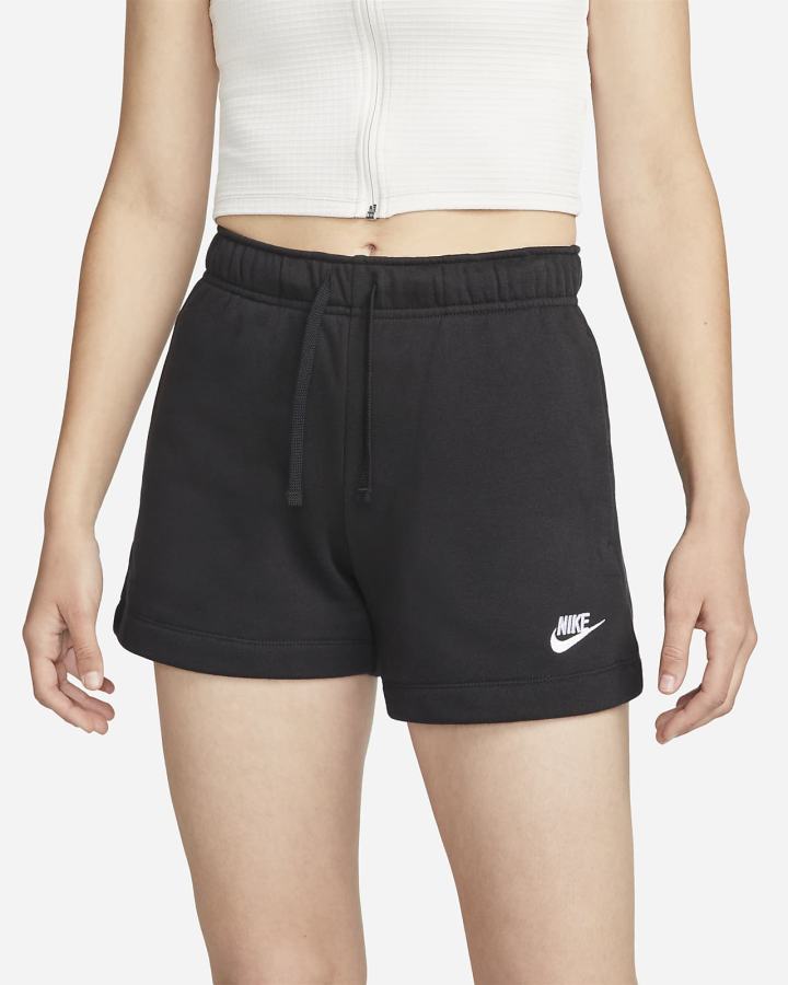 Pantalones Cortos Nike Sportswear Club Fleece Mid-Rise Mujer Negras Blancas | GWUCJ-2109
