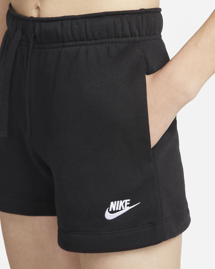 Pantalones Cortos Nike Sportswear Club Fleece Mid-Rise Mujer Negras Blancas | GWUCJ-2109