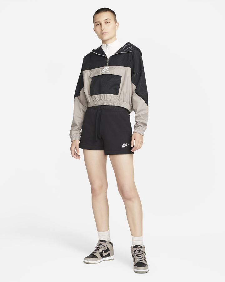 Pantalones Cortos Nike Sportswear Club Fleece Mid-Rise Mujer Negras Blancas | GWUCJ-2109