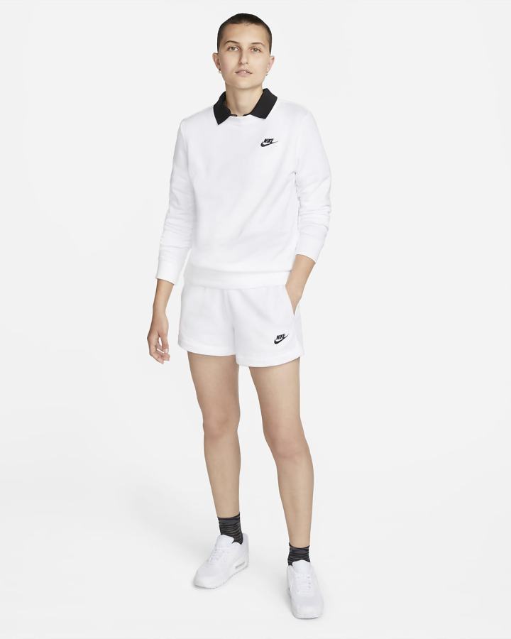 Pantalones Cortos Nike Sportswear Club Fleece Mid-Rise Mujer Blancas Negras | JAVEM-7260