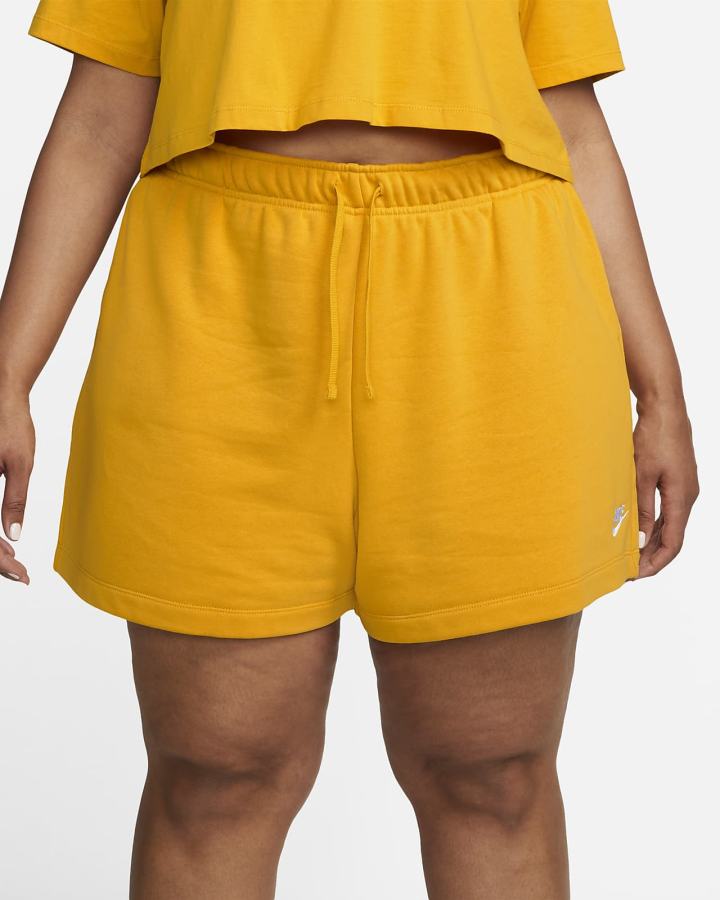 Pantalones Cortos Nike Sportswear Club Fleece Mid-Rise Mujer Amarillo Blancas | OLPIG-0592