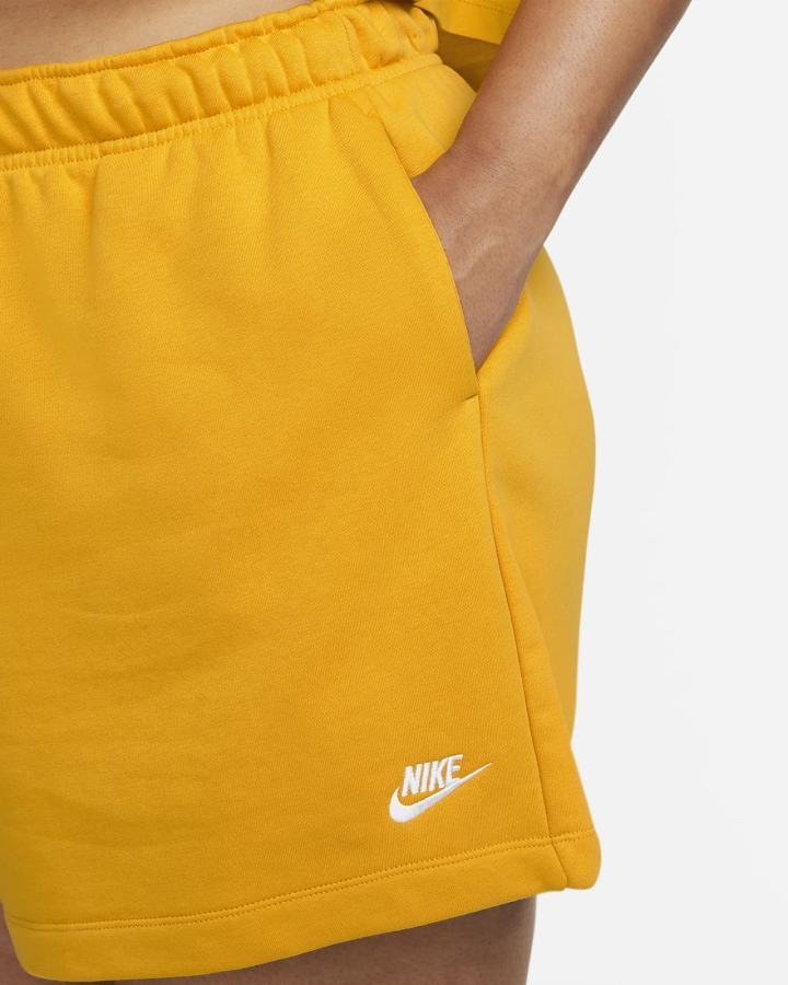 Pantalones Cortos Nike Sportswear Club Fleece Mid-Rise Mujer Amarillo Blancas | OLPIG-0592