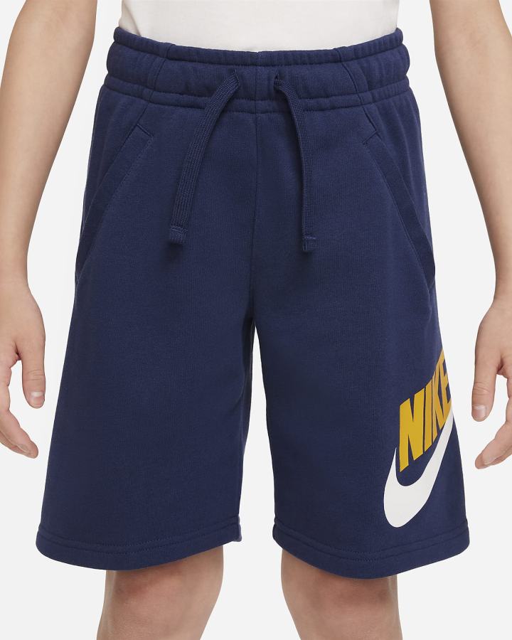 Pantalones Cortos Nike Sportswear Club Fleece Kids Niño Azul Marino Amarillo | XJZPQ-7210