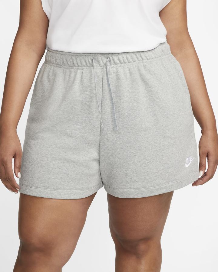 Pantalones Cortos Nike Sportswear Club Fleece Mid-Rise Mujer Gris Oscuro Blancas | ZRASF-3217