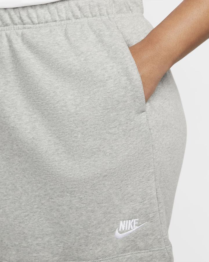 Pantalones Cortos Nike Sportswear Club Fleece Mid-Rise Mujer Gris Oscuro Blancas | ZRASF-3217