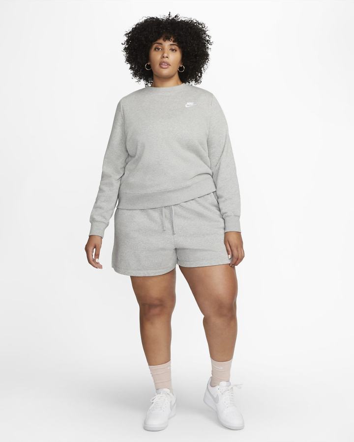 Pantalones Cortos Nike Sportswear Club Fleece Mid-Rise Mujer Gris Oscuro Blancas | ZRASF-3217