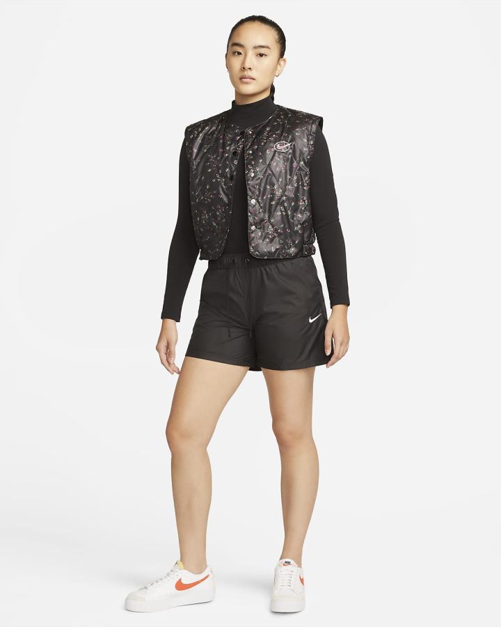 Pantalones Cortos Nike Sportswear Essentials Repel Mid-Rise Mujer Negras Blancas | EAQTL-1762