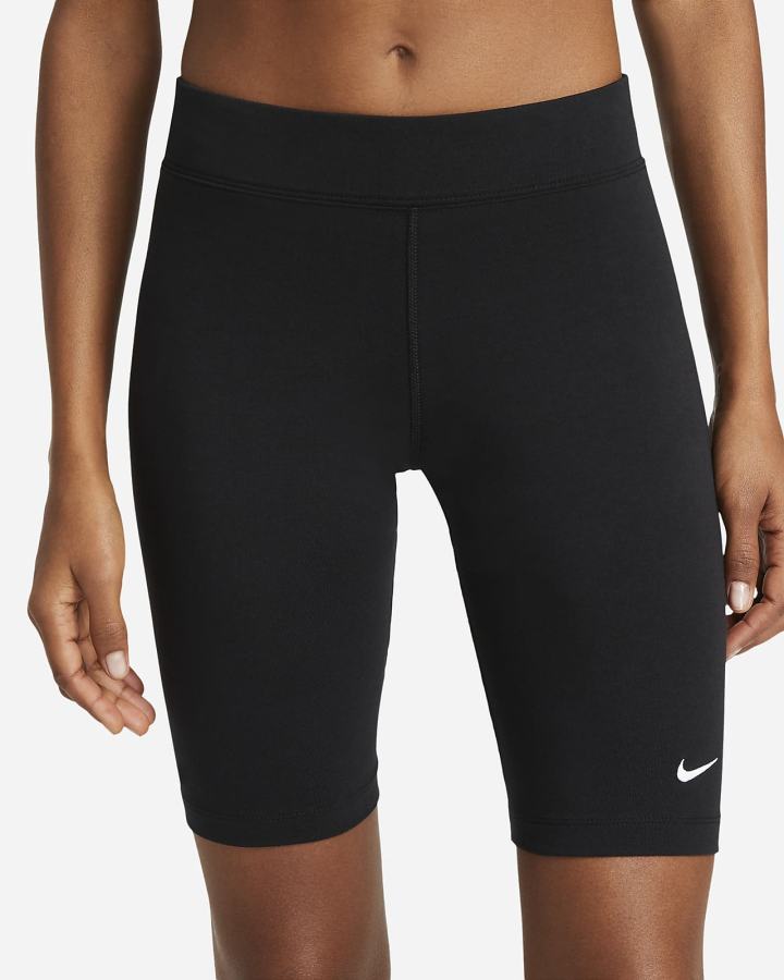Pantalones Cortos Nike Sportswear Essential Mid-Rise Bike Mujer Negras Blancas | EOFKA-5169
