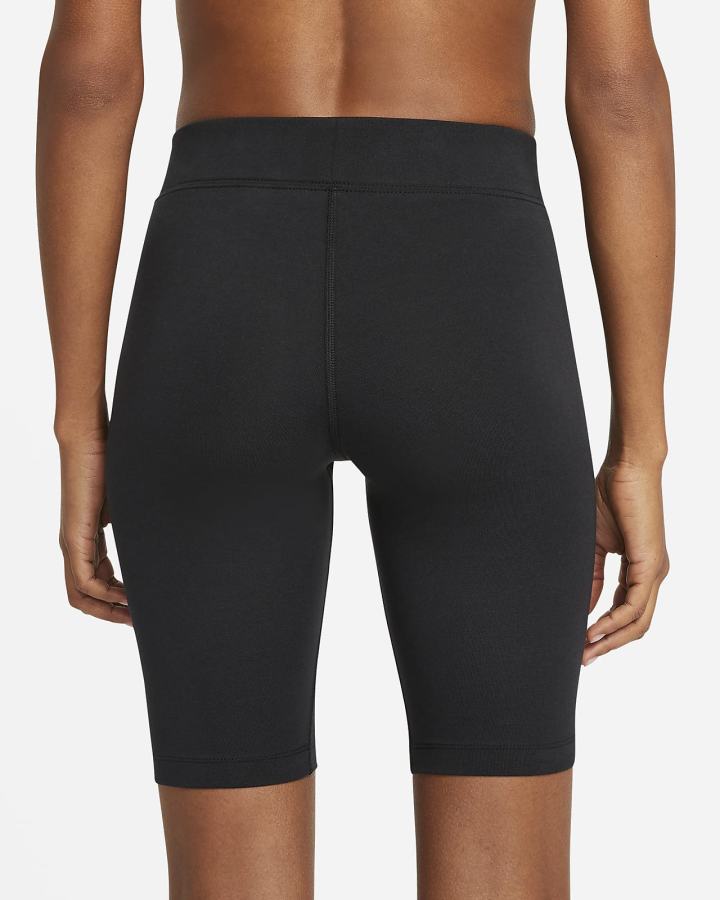 Pantalones Cortos Nike Sportswear Essential Mid-Rise Bike Mujer Negras Blancas | EOFKA-5169