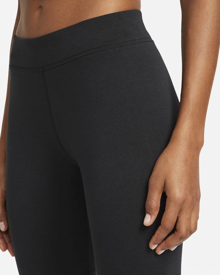 Pantalones Cortos Nike Sportswear Essential Mid-Rise Bike Mujer Negras Blancas | EOFKA-5169